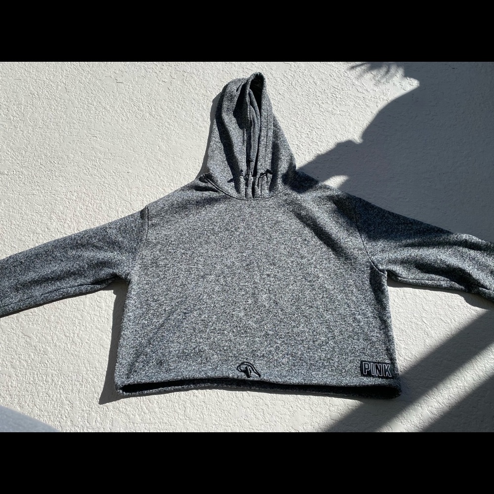 Victoria’s Secret pink drawstring gray cropped hoodie